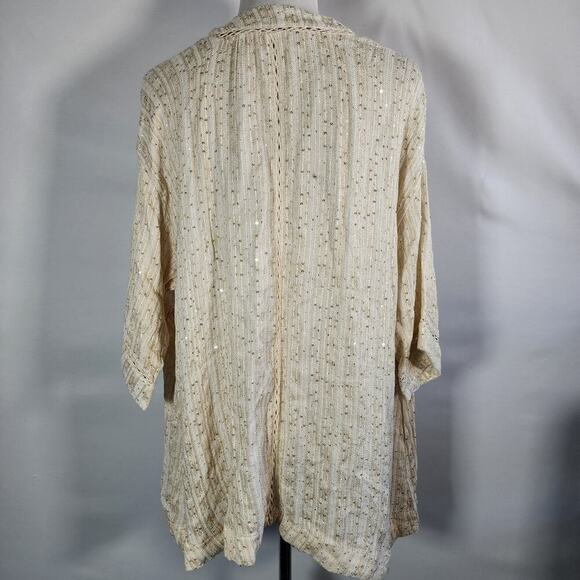 Soft Surroundings Glamour Topper SZ PL Cream Gold Sequin Lagenlook Coastal Beach - Picture 3 of 12